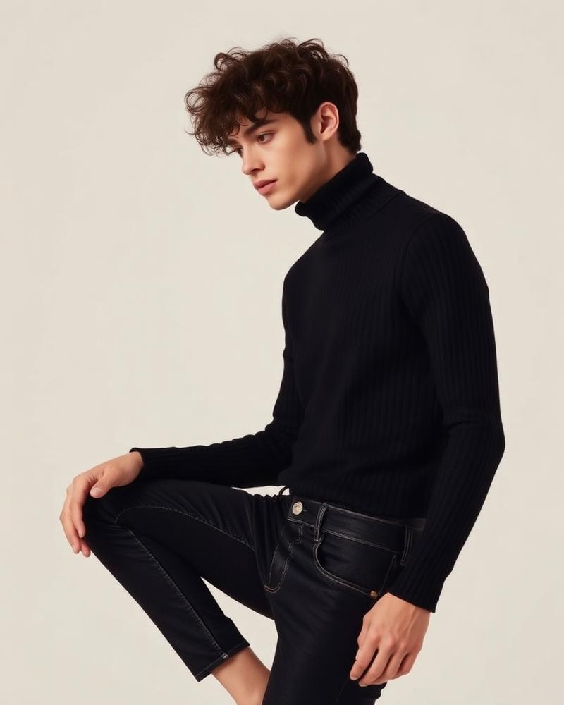 Ribbed Merino Roll Neck