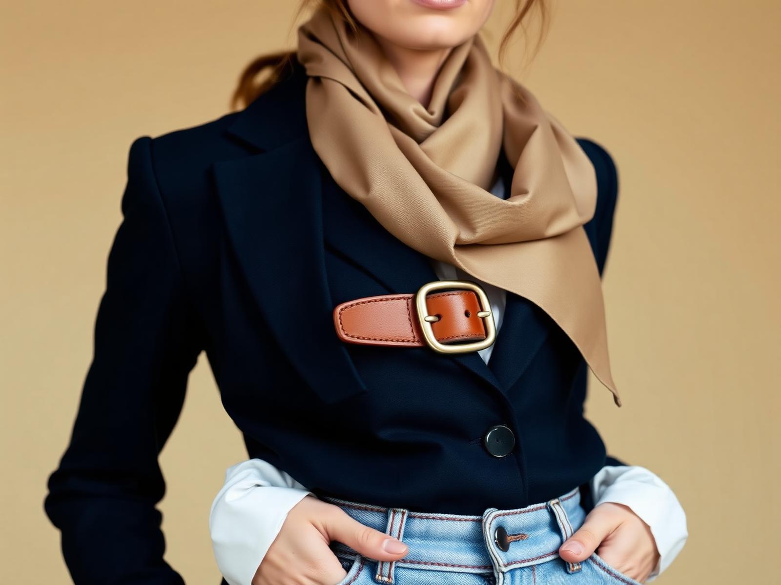 Dodaci — styling sa svilenom maramom i kaišem